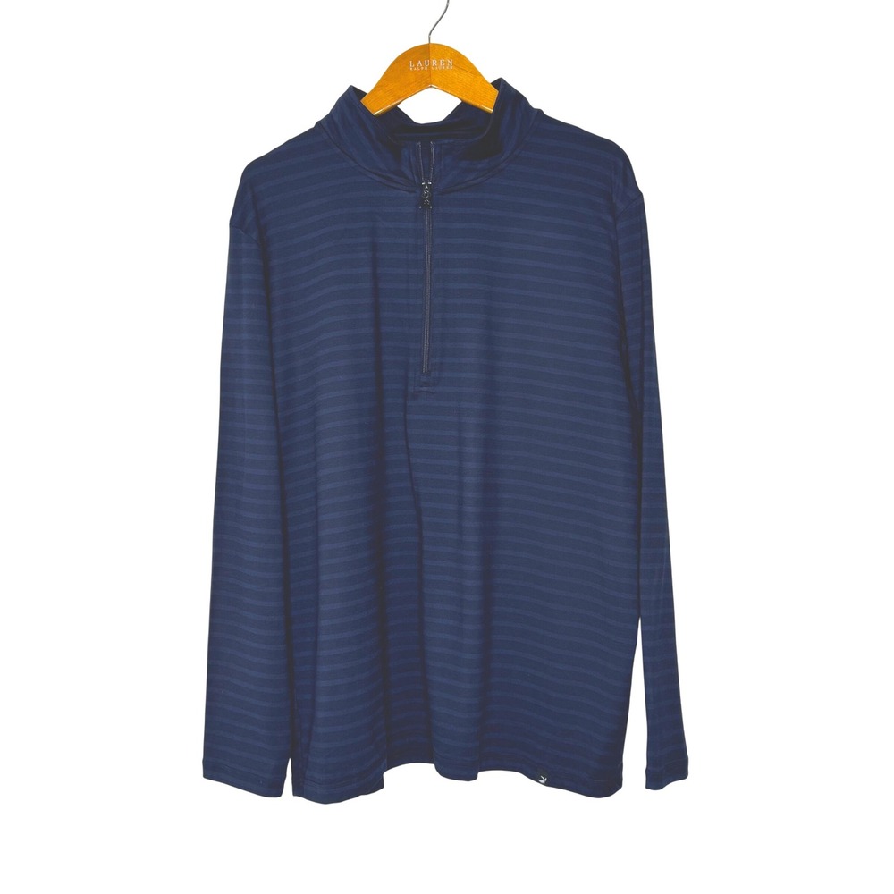 Glyder Tahoe‎ 1/4 zip navy stripe shirt Mens XL